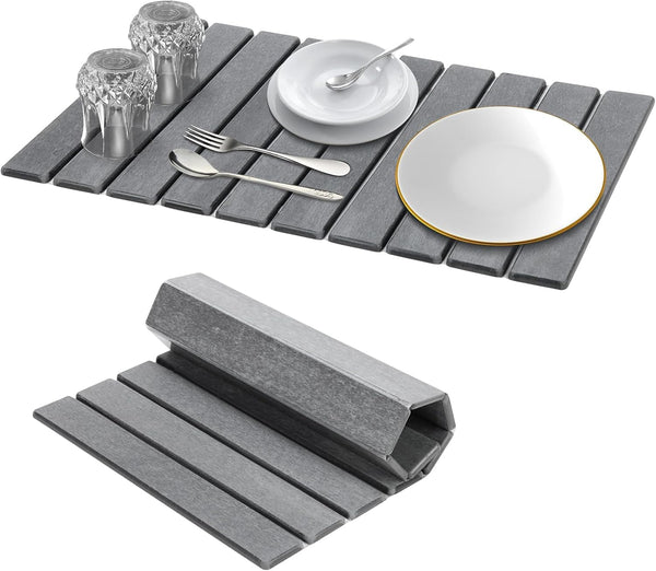 High Quality Dark Gray Dish Drying Mat Heat Resistant Kitchen Pad 60 x 40 cm NEW