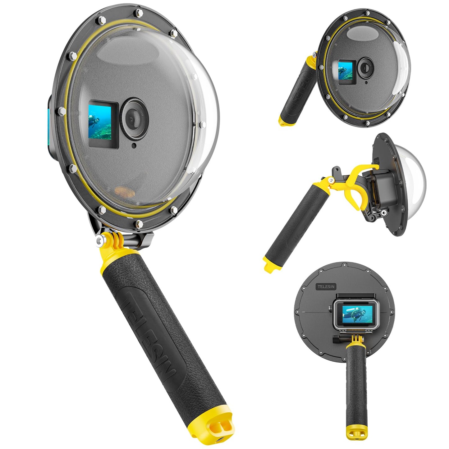 TELESIN Yellow Dome Port for DJI Action 5 Pro OSMO 3 4 Camera Accessories NEW