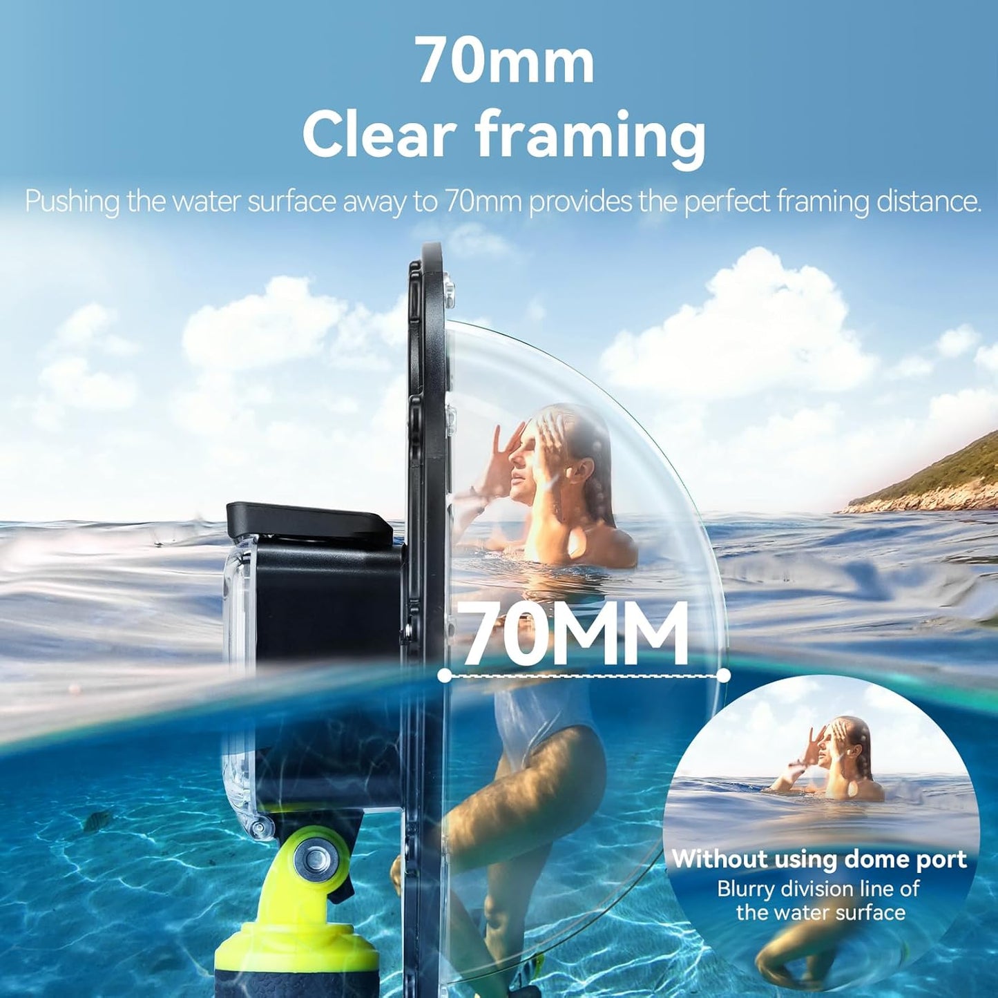 TELESIN Yellow Dome Port for DJI Action 5 Pro OSMO 3 4 Camera Accessories NEW