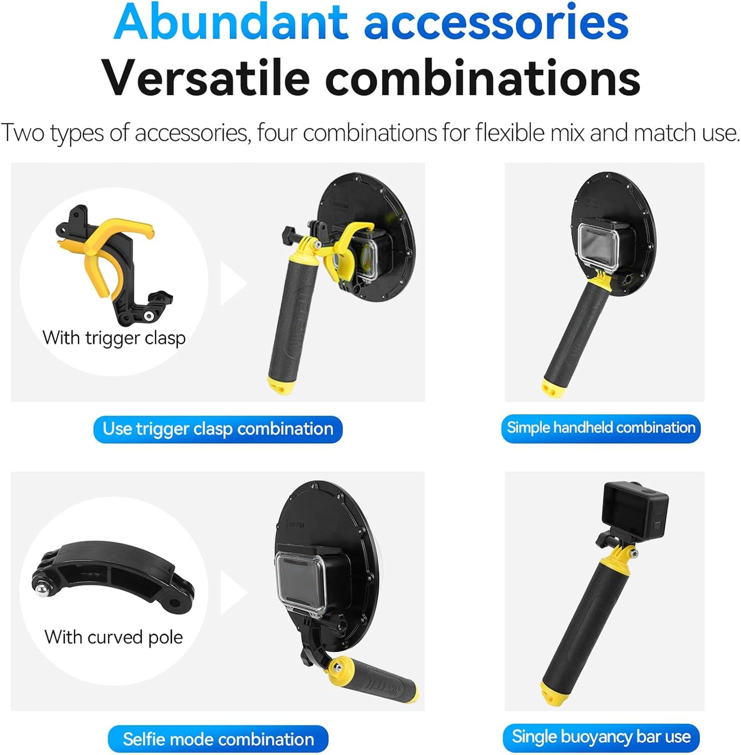 TELESIN Yellow Dome Port for DJI Action 5 Pro OSMO 3 4 Camera Accessories NEW