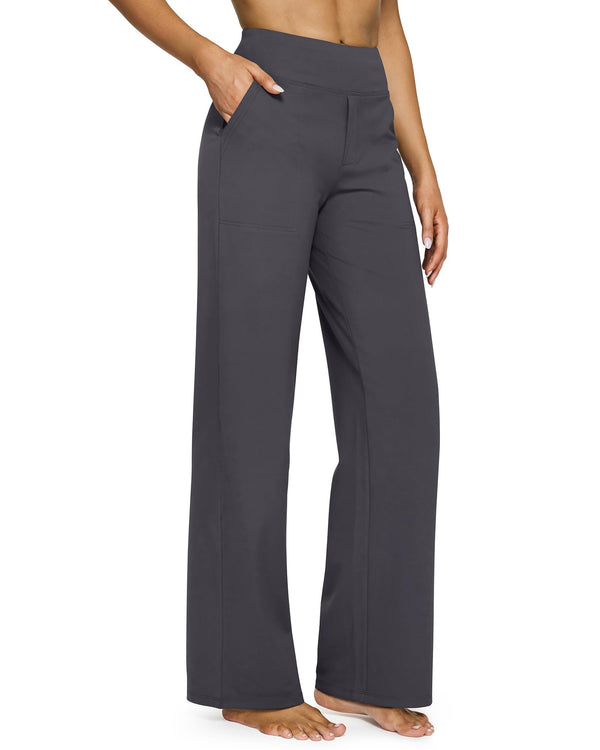 G4Free Women's Wide Leg Yoga Pants with Pockets High Waist Grey Size 2XL NEW