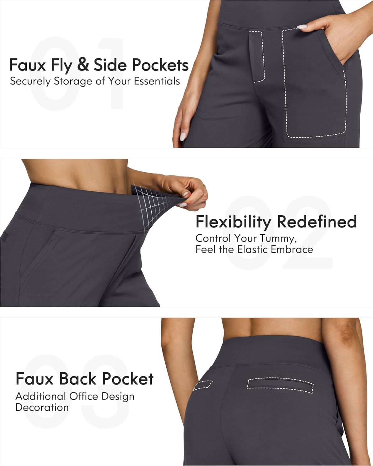 G4Free Women's Wide Leg Yoga Pants with Pockets High Waist Grey Size 2XL NEW