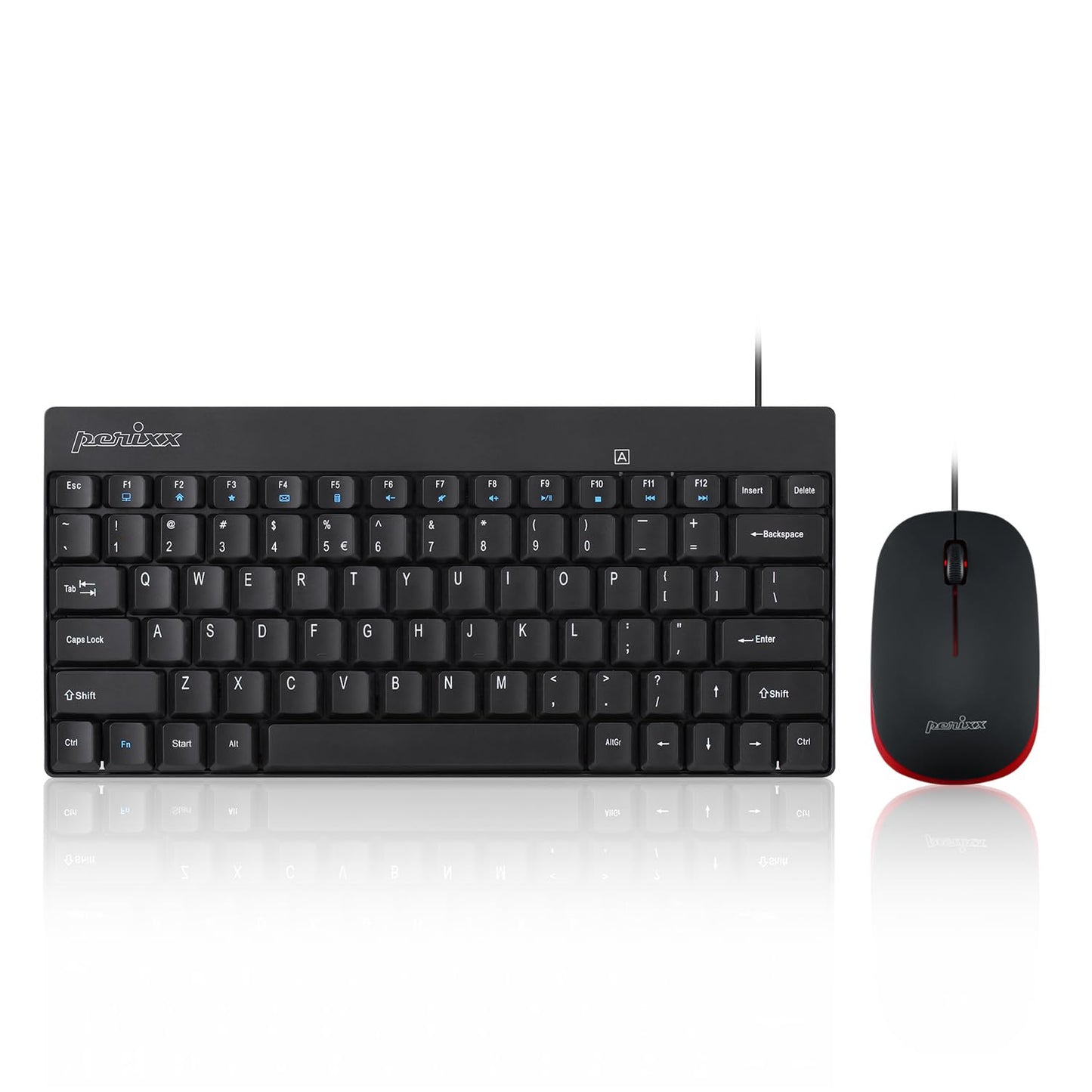 Perixx Wired Mini Keyboard and Mouse Combo Set - Black USB Ergonomic Bundle NEW