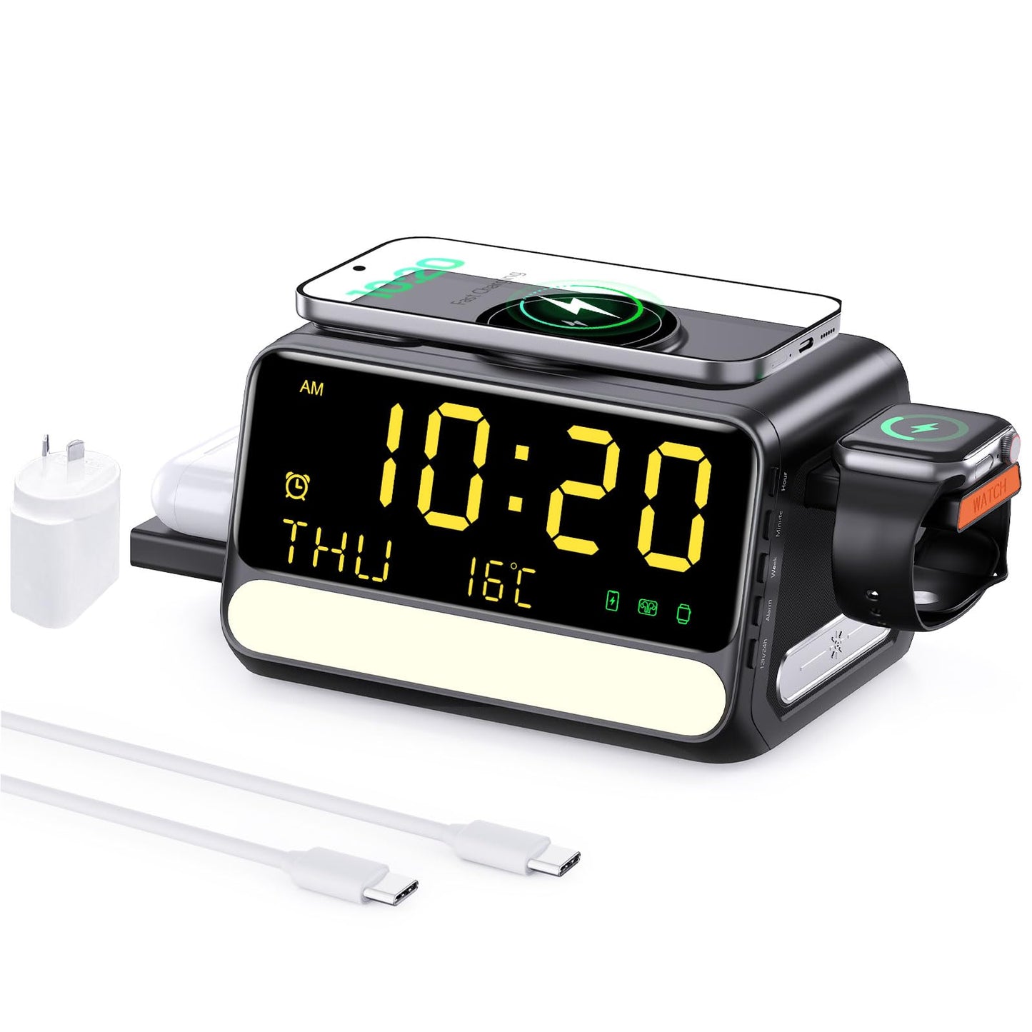 BLKE Wireless Charging Station with Alarm Clock Voice Control Night Light DEMO
