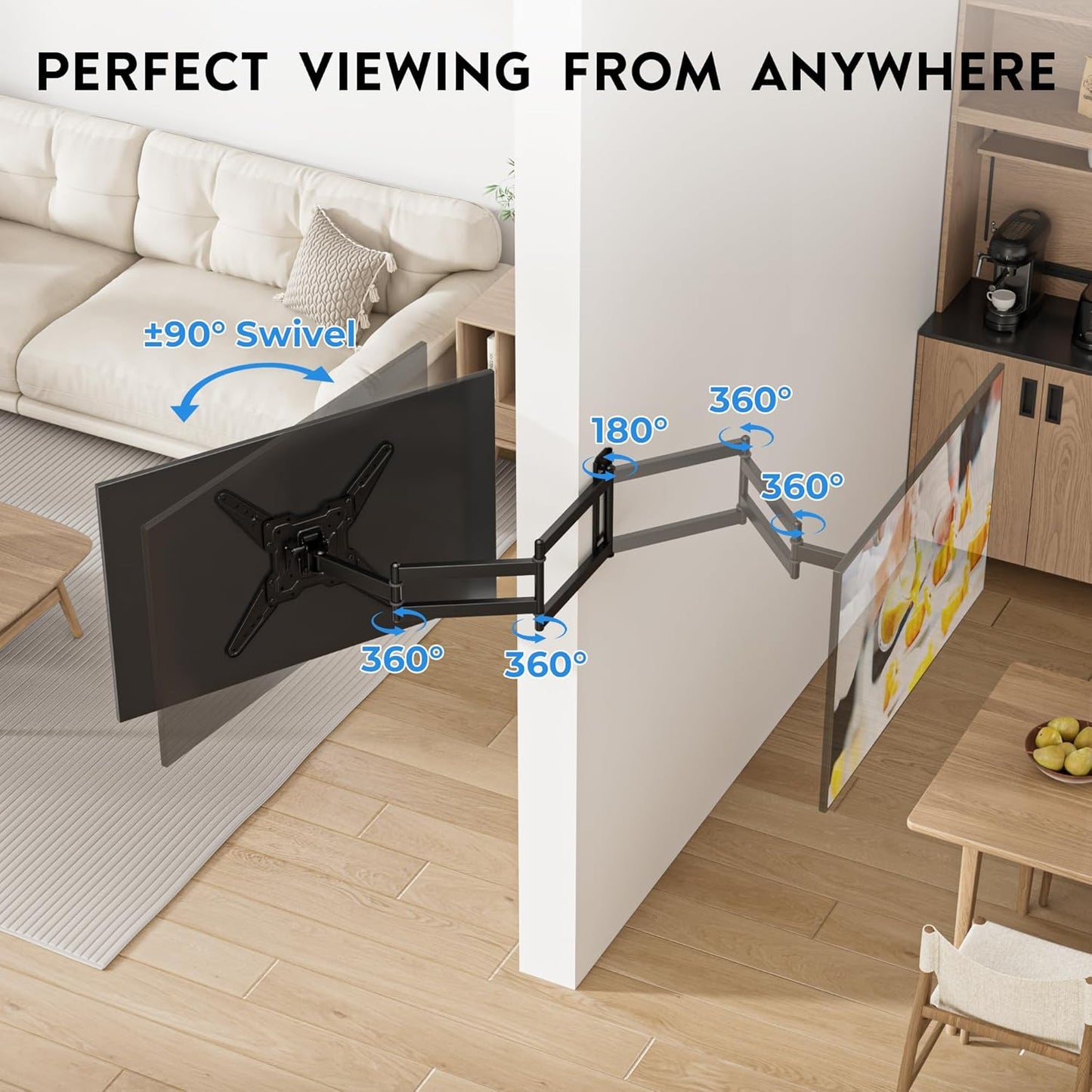 BONTEC Full Motion TV Wall Mount Bracket for 26-65 Inch Flat Curved TVs DEMO