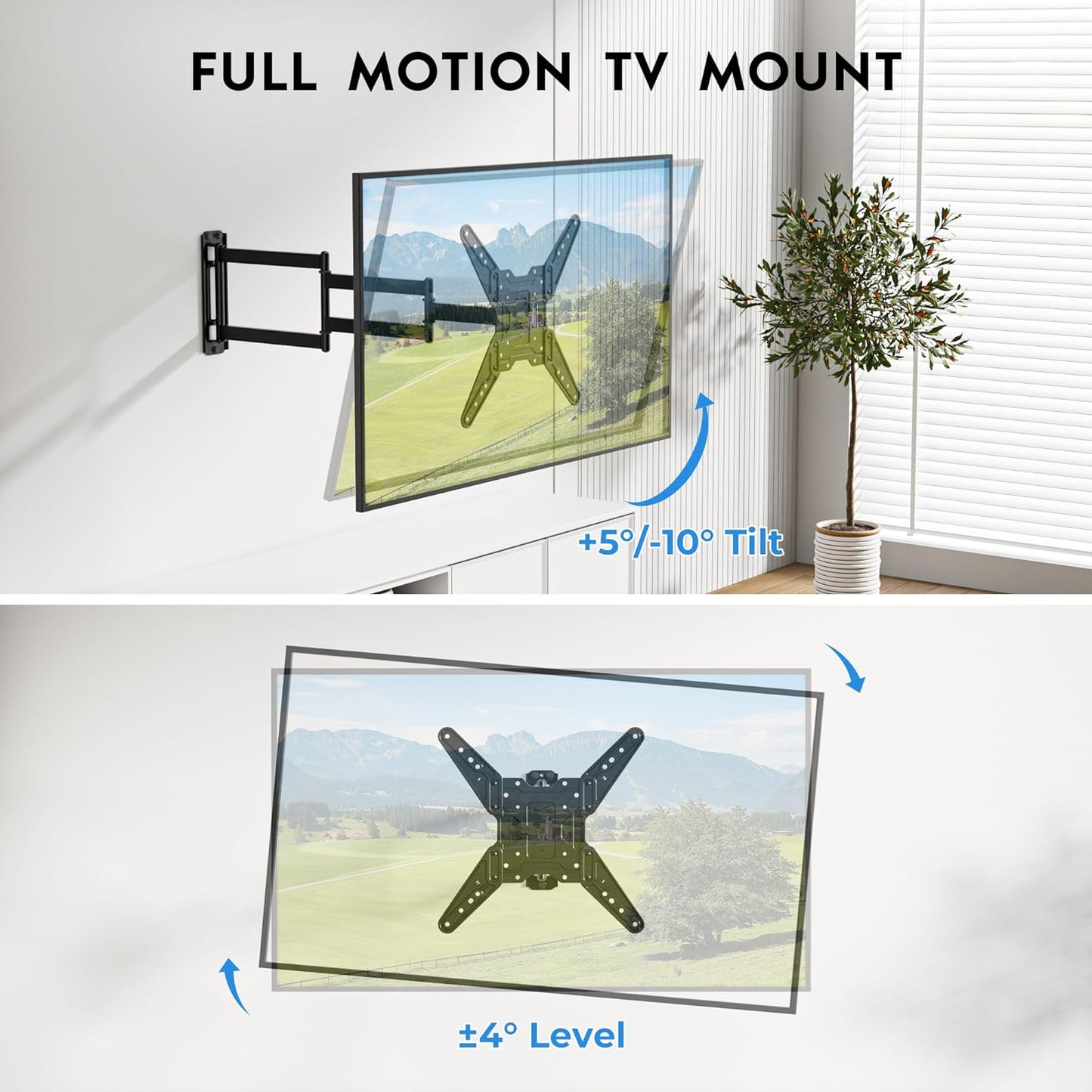 BONTEC Full Motion TV Wall Mount Bracket for 26-65 Inch Flat Curved TVs DEMO