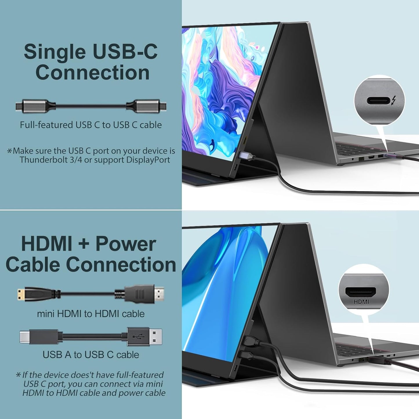 InnoView 15.6" Monitors FHD 1080P Portable USB-C External Monitor for NEW
