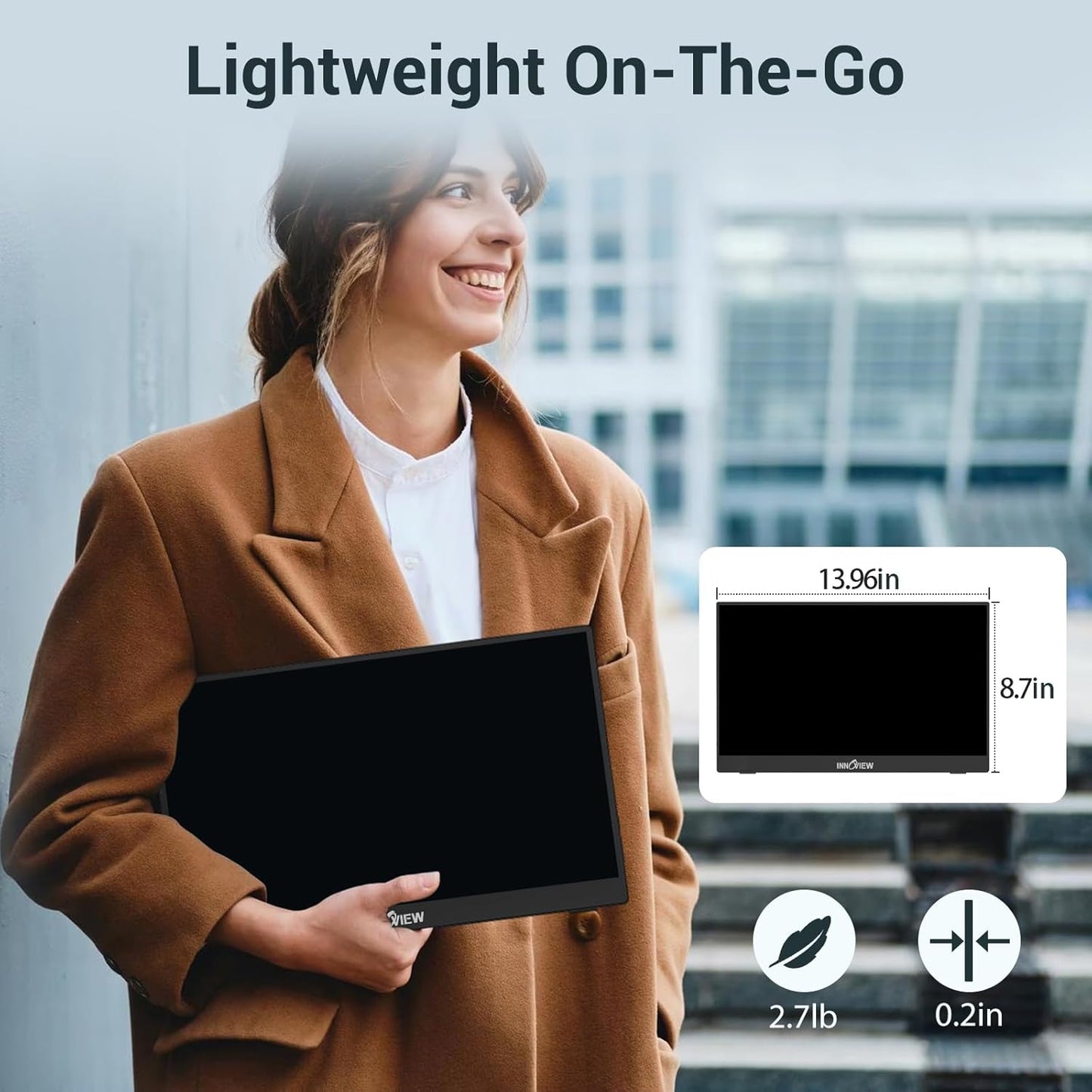 InnoView 15.6" Monitors FHD 1080P Portable USB-C External Monitor for NEW