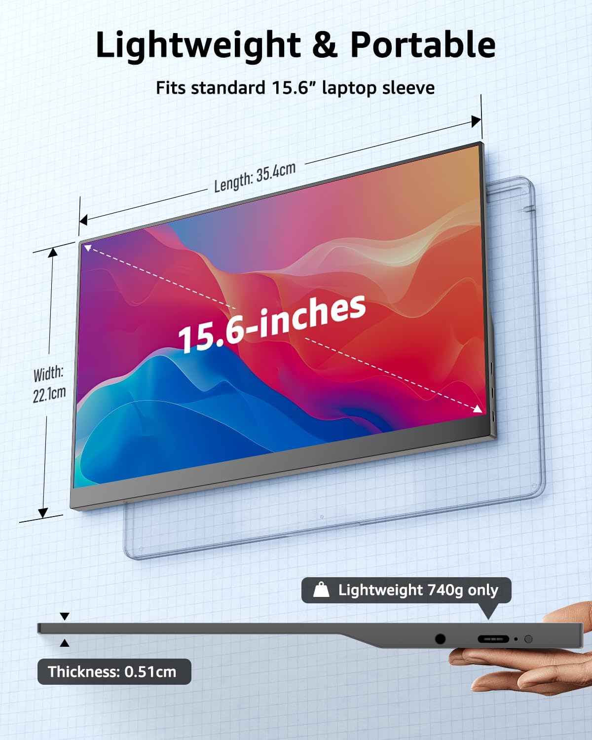 Yodoit 15.6" Monitors FHD IPS Portable External Monitor for Laptop, Black DEMO