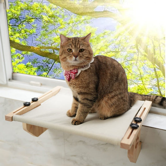 Pudge Grey Adjustable Cat Window Perch Bed Hammock with Wood Frame Size NEW