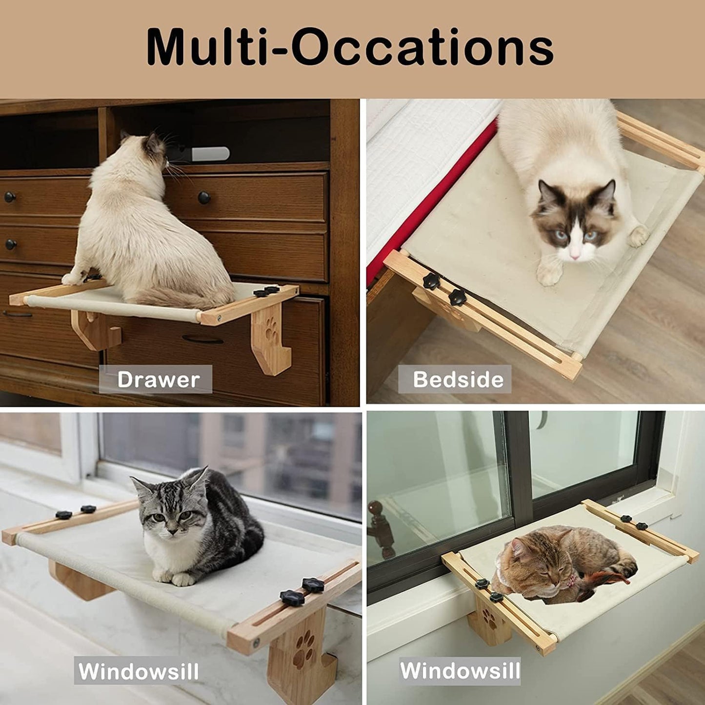 Pudge Grey Adjustable Cat Window Perch Bed Hammock with Wood Frame Size NEW