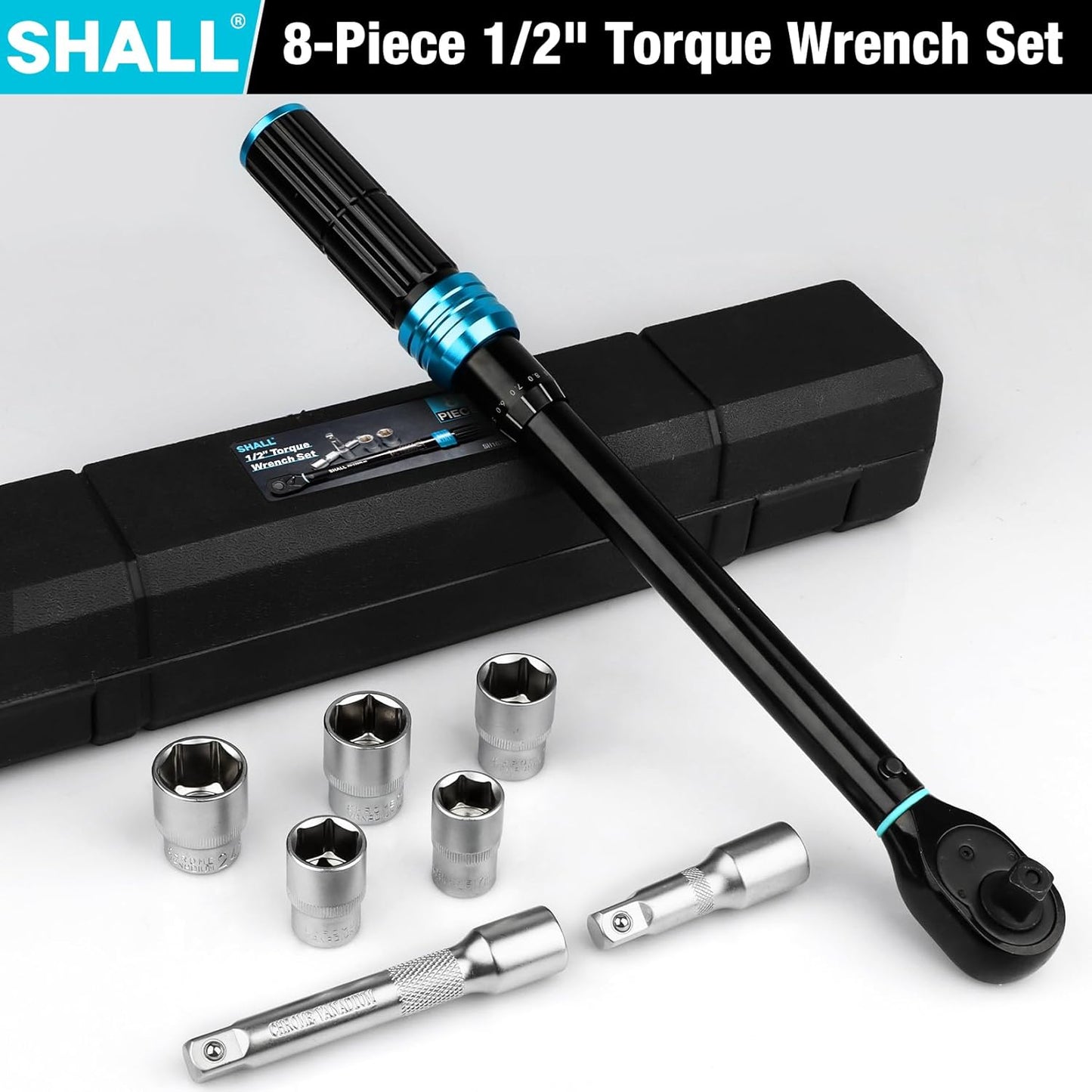 Shall 8-Piece Hand Tools Torque Wrench Set 1/2" Dual Direction Adjustable DEMO