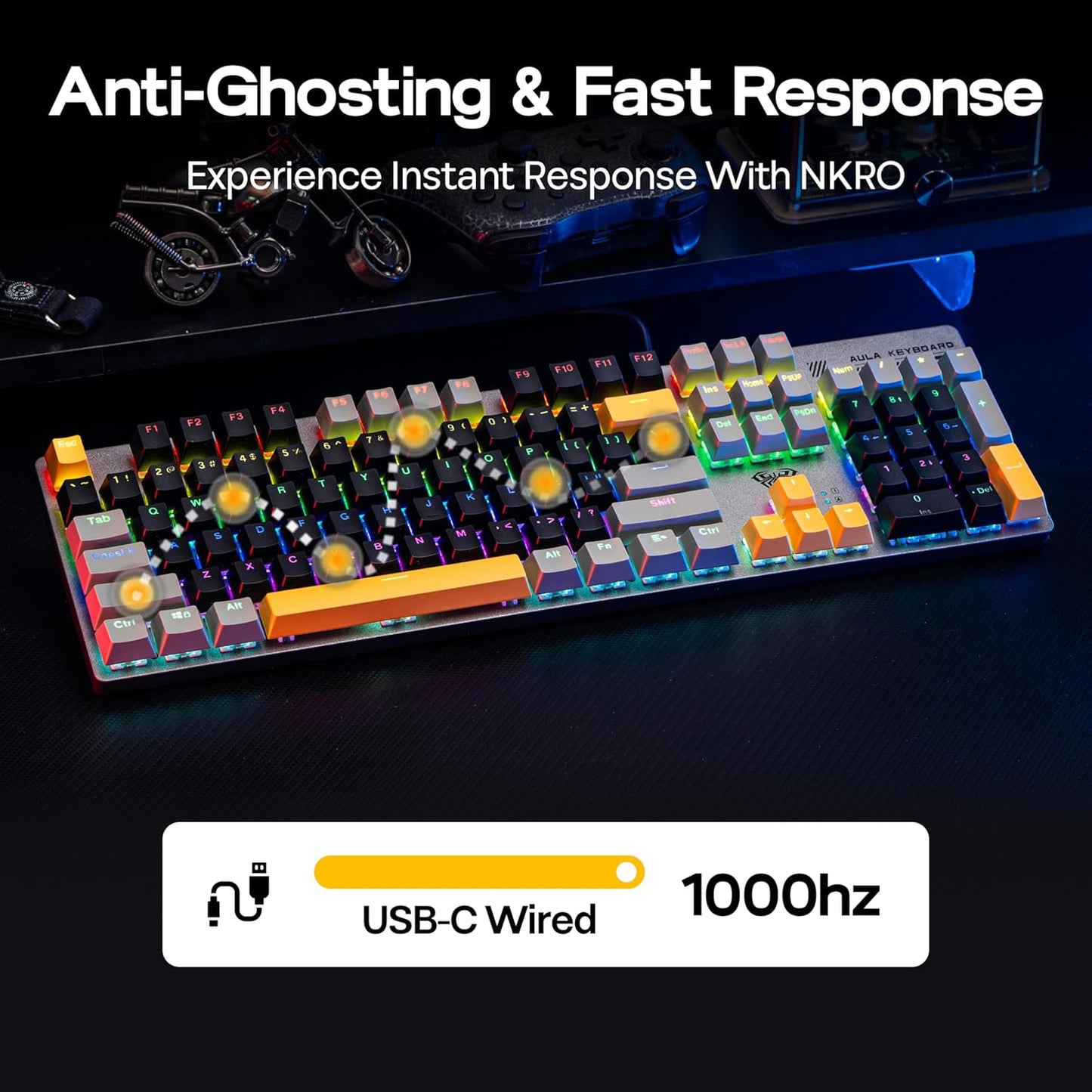 MechLands Mechanical Wired Gaming Keyboard with Multi Color Switches & DEMO