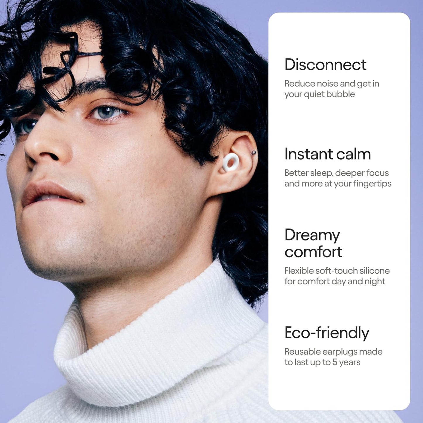 Loop Quiet Ear Plugs Reusable Noise Reducing Earplugs for Sleeping, White NEW