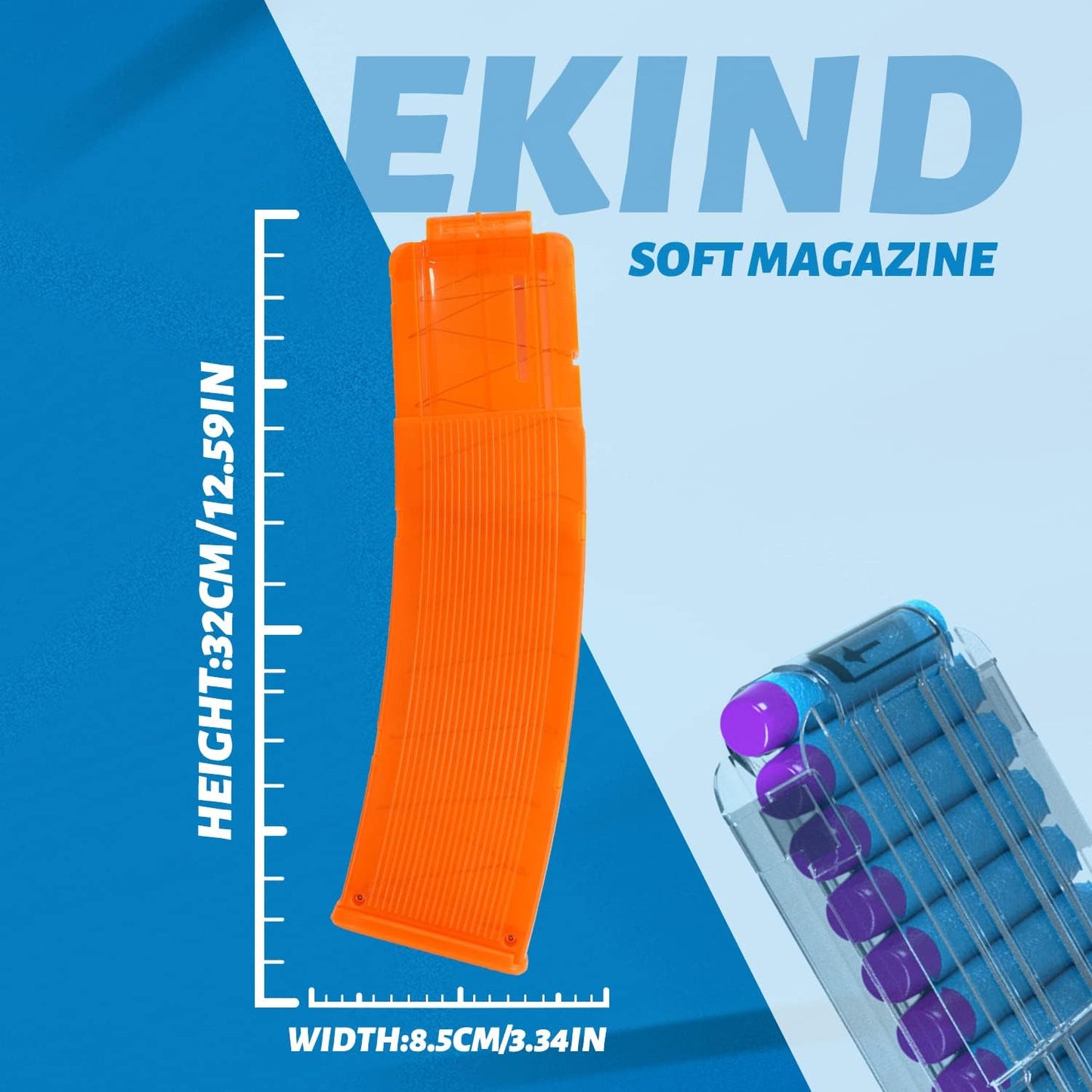 EKIND 22-Dart Banana Curved Clips for Nerf Elite Foam Ammunition Orange NEW
