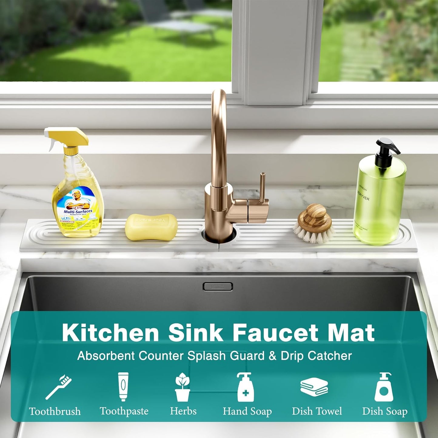 Diatomite Sink Splash Guard Mat Quick Dry Racks & Holders White Size 23.6" NEW