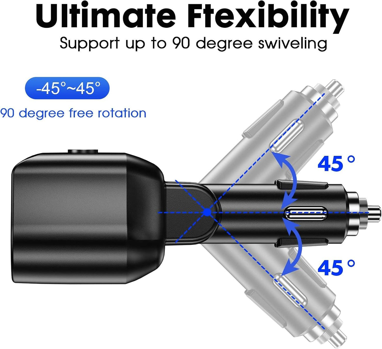 150W Cigarette Lighter Adapter with Quick Charge USB 3.0 & Type-C Ports, DEMO