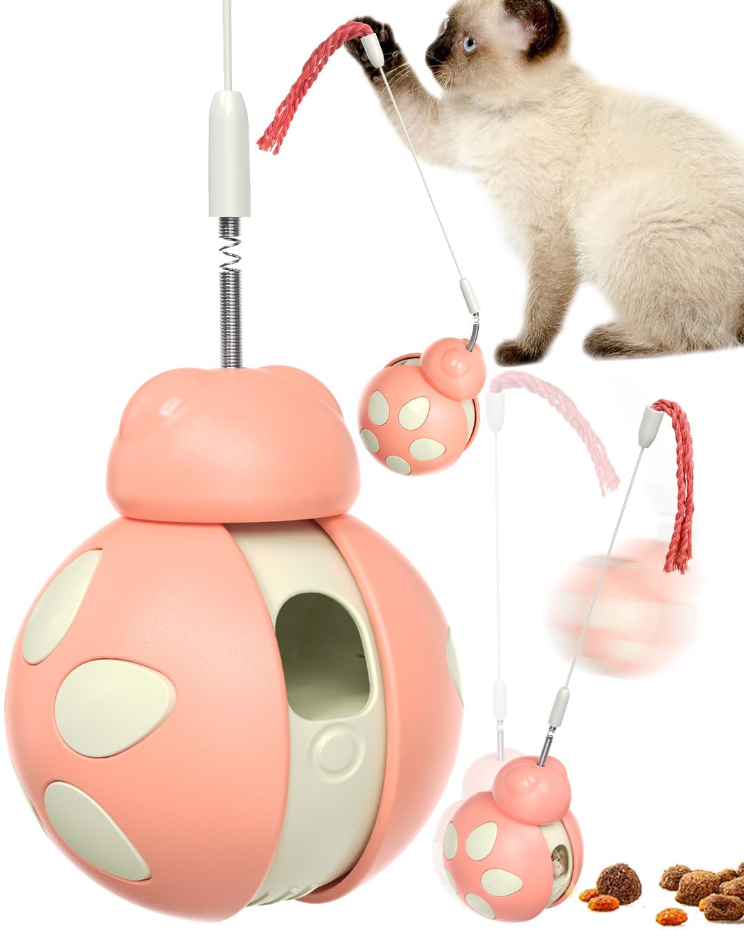 Colorful Interactive Cat Toys: Attractive Pink Treats Dispenser for Playful NEW