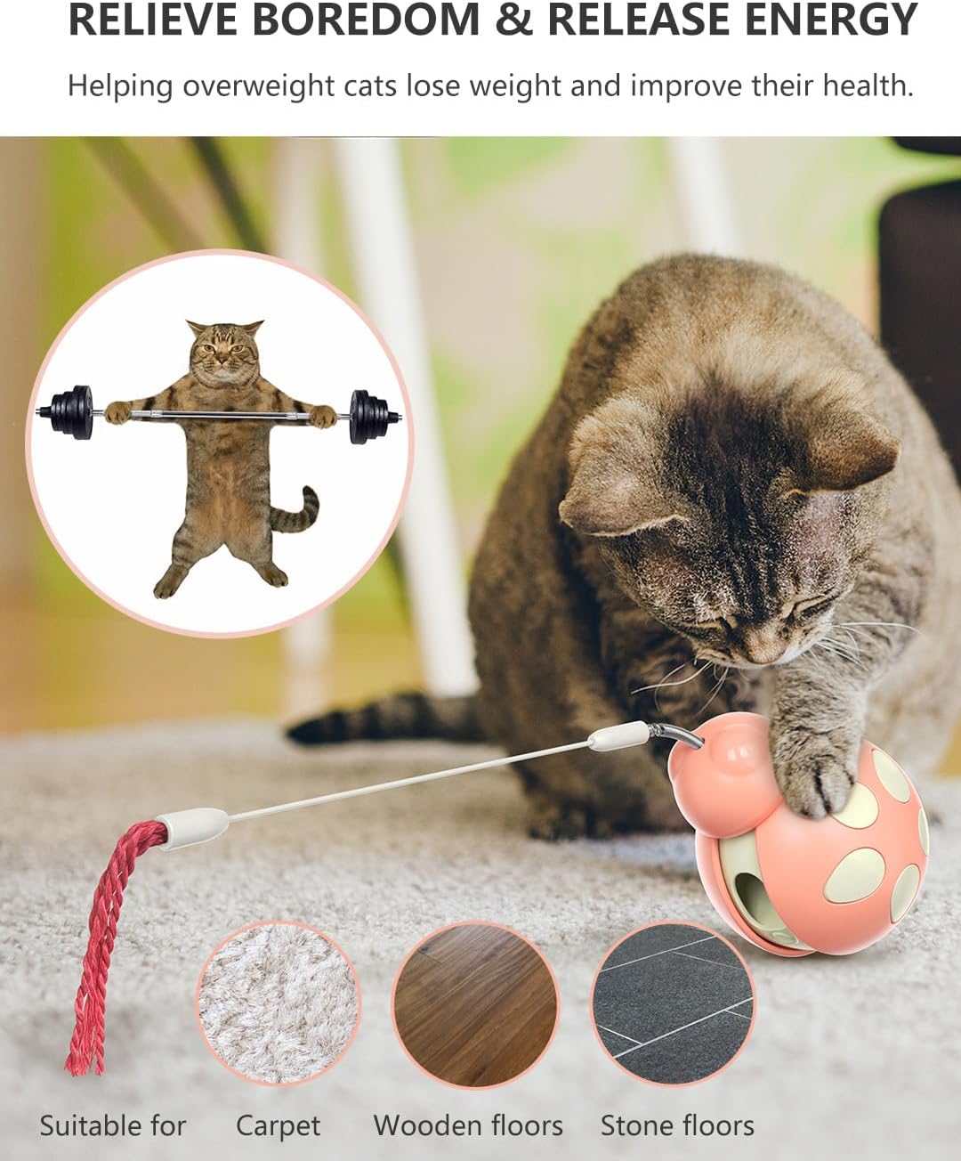Colorful Interactive Cat Toys: Attractive Pink Treats Dispenser for Playful NEW