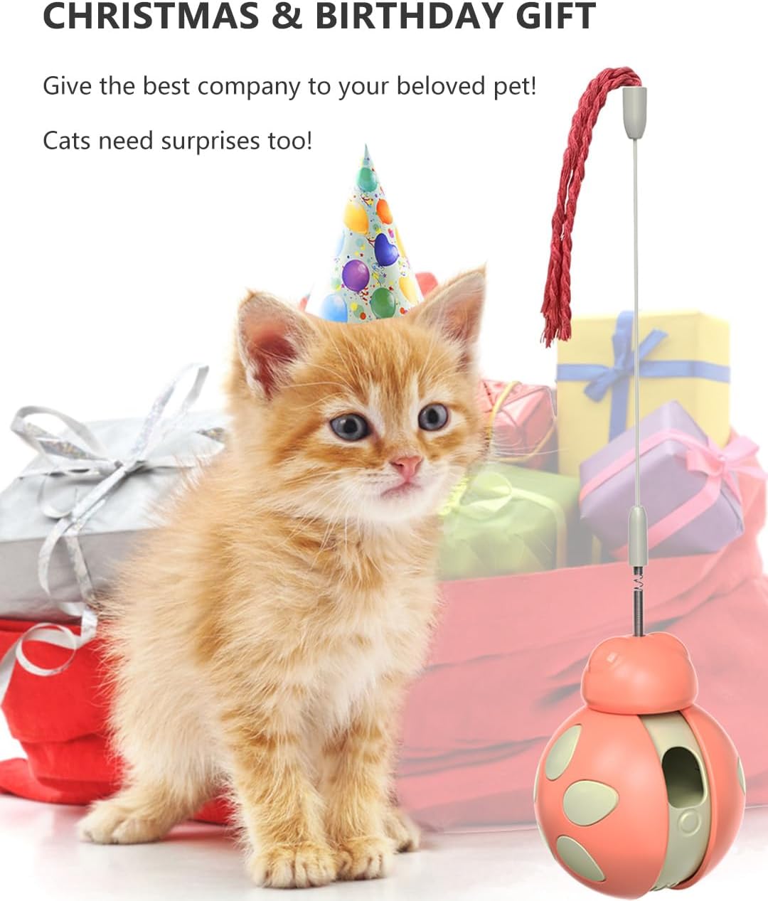 Colorful Interactive Cat Toys: Attractive Pink Treats Dispenser for Playful NEW