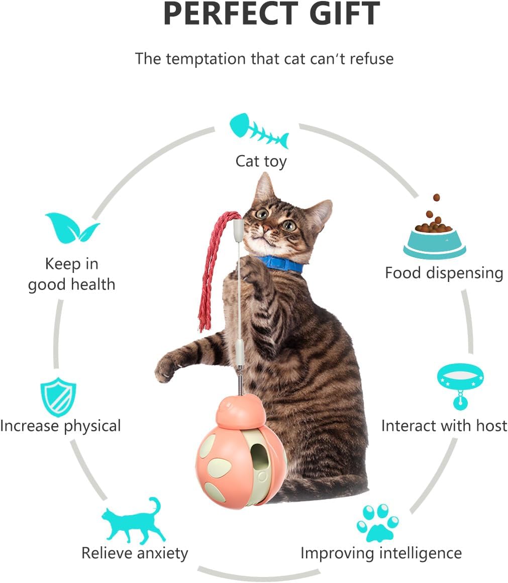 Colorful Interactive Cat Toys: Attractive Pink Treats Dispenser for Playful NEW