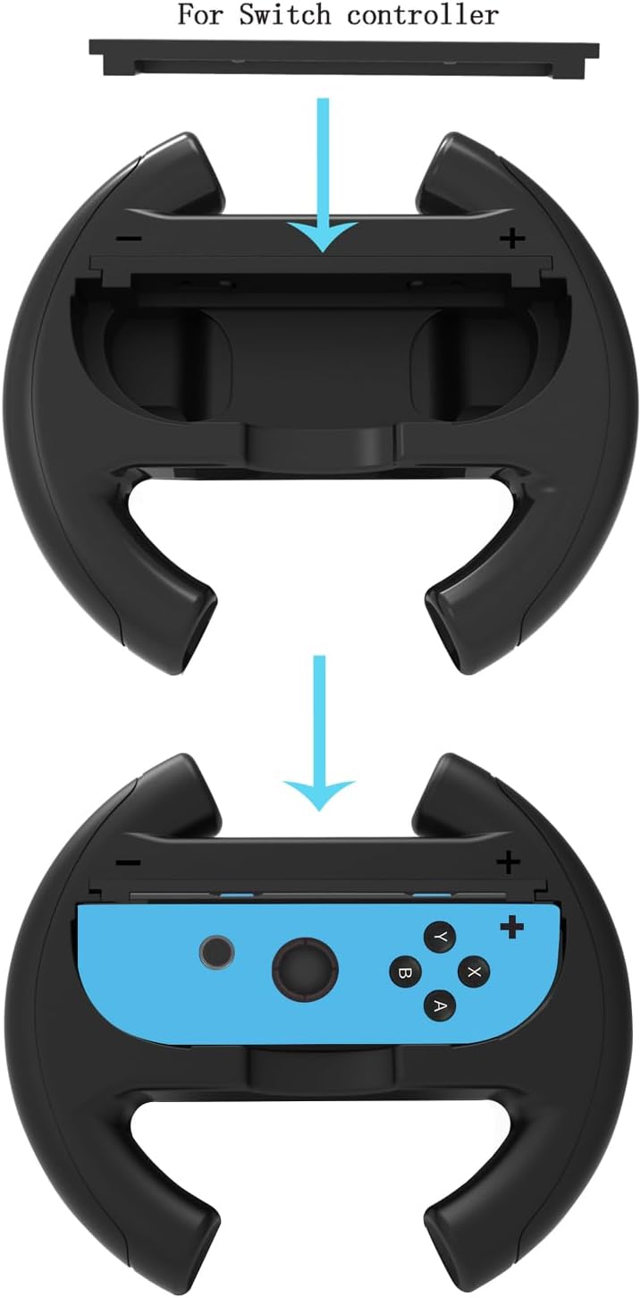 Black Racing Steering Wheel Controller for Nintendo Switch Gaming NEW