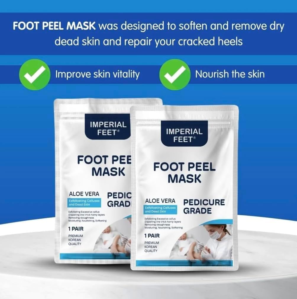 Imperial Feet Pedicure Foot Masks - Smooth, Soften & Peel Dry, Cracked Skin NEW