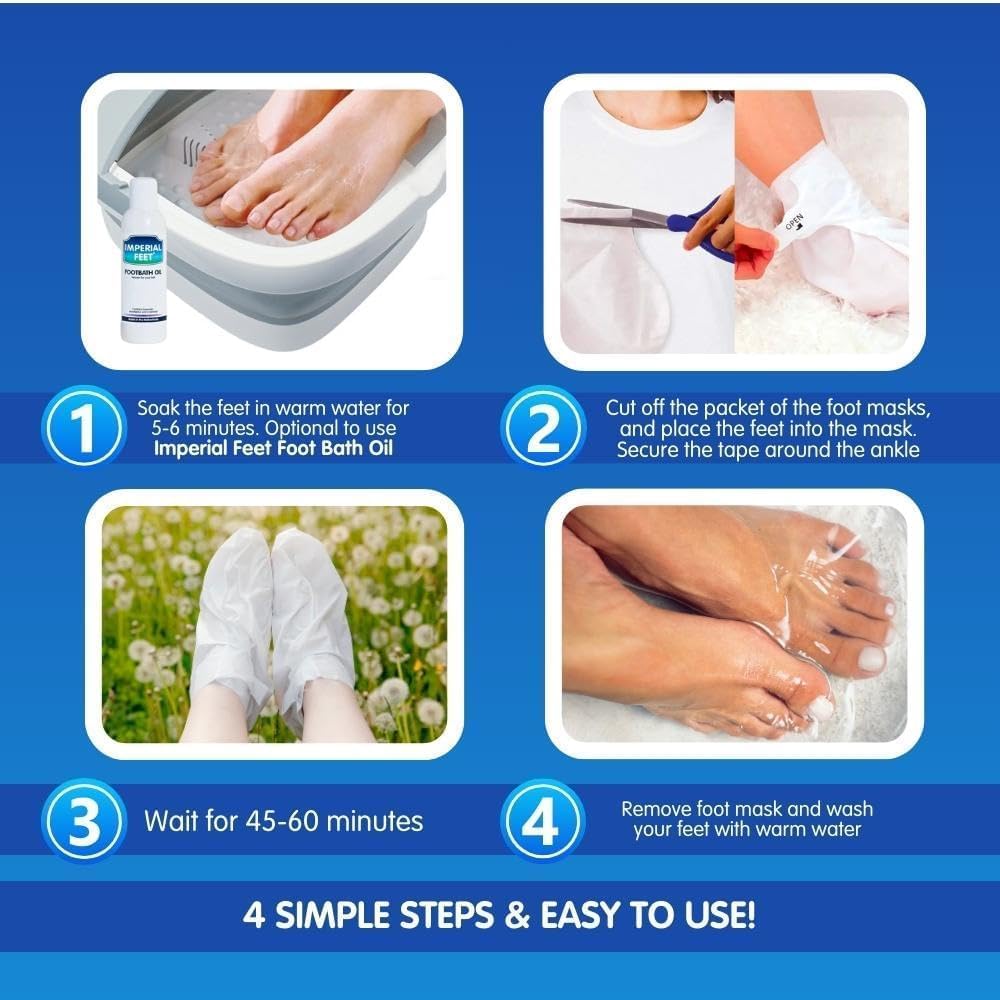 Imperial Feet Pedicure Foot Masks - Smooth, Soften & Peel Dry, Cracked Skin NEW