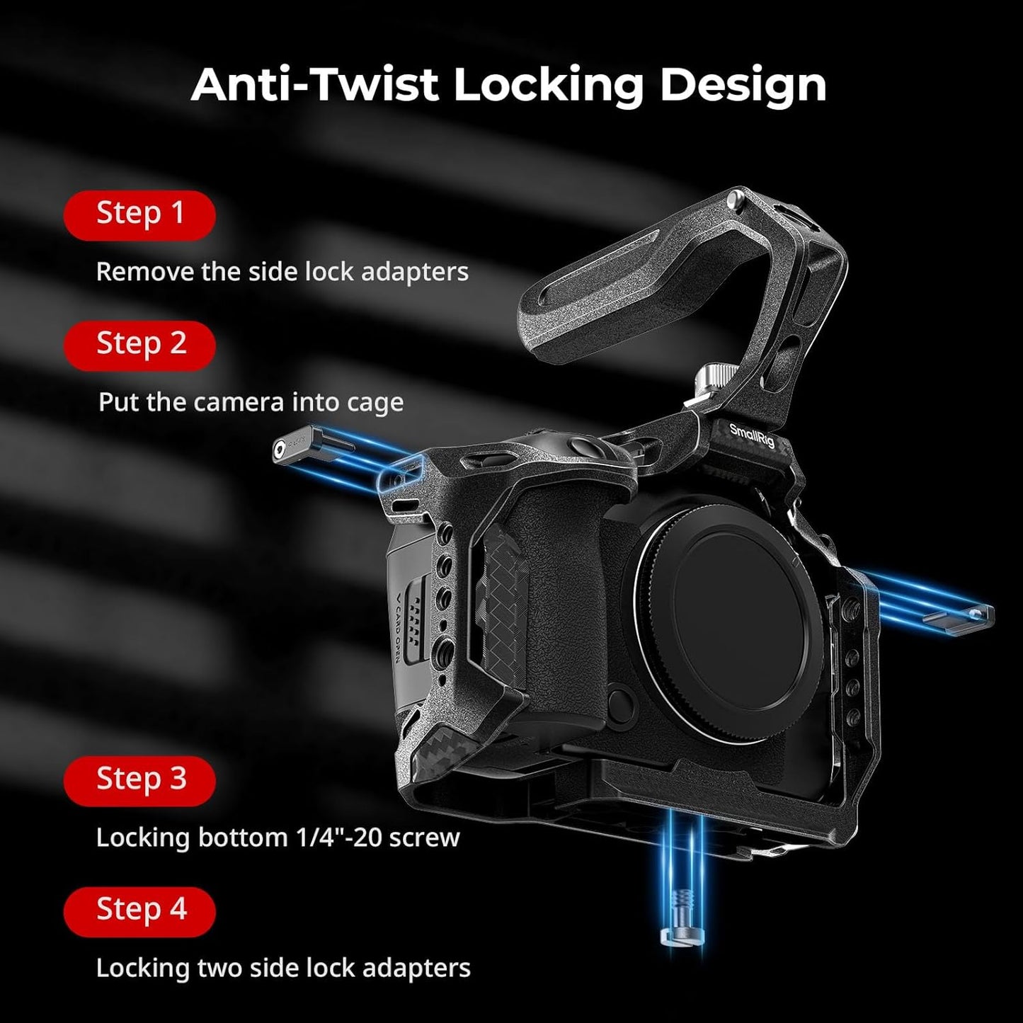 SMALLRIG Black Action Camera Handheld Case with Top Handle for Outdoor NEW