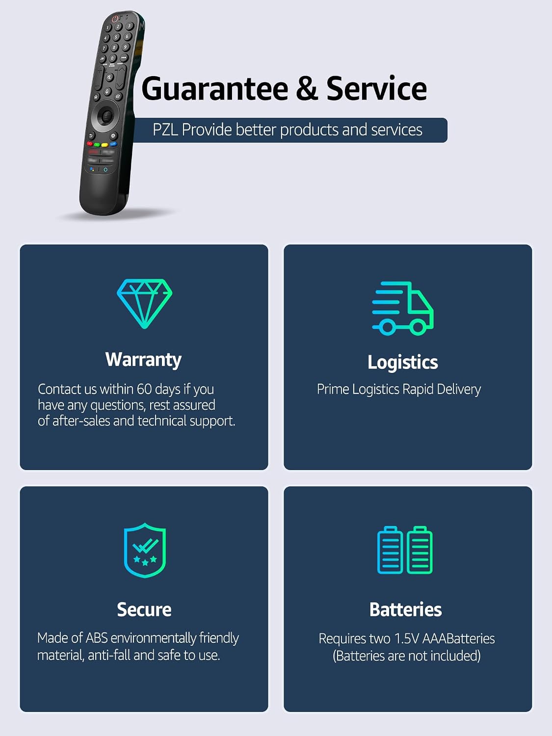 PZL Replacement Voice Remote Control for LG UHD OLED Smart TVs in Black NEW