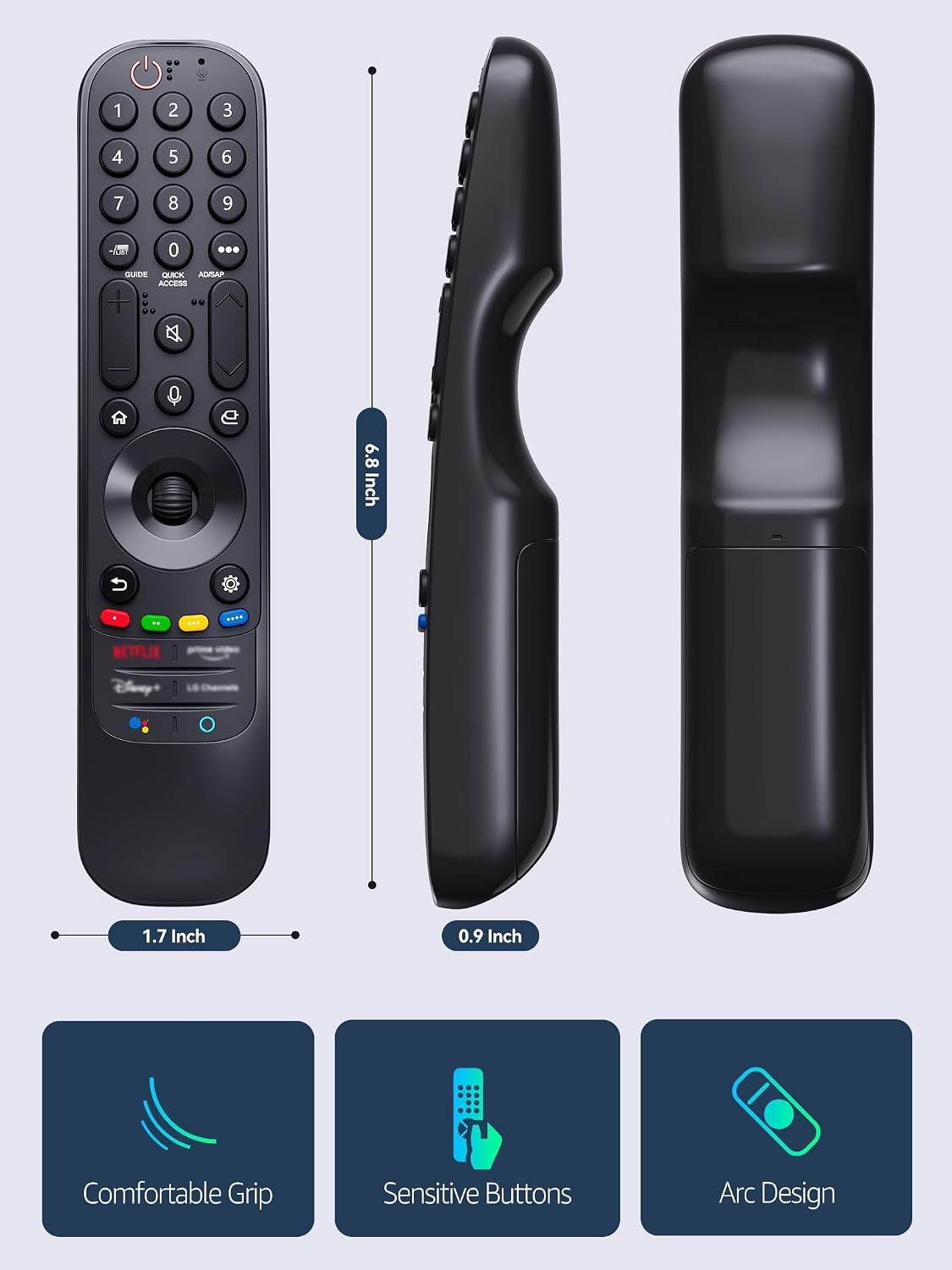 PZL Replacement Voice Remote Control for LG UHD OLED Smart TVs in Black NEW