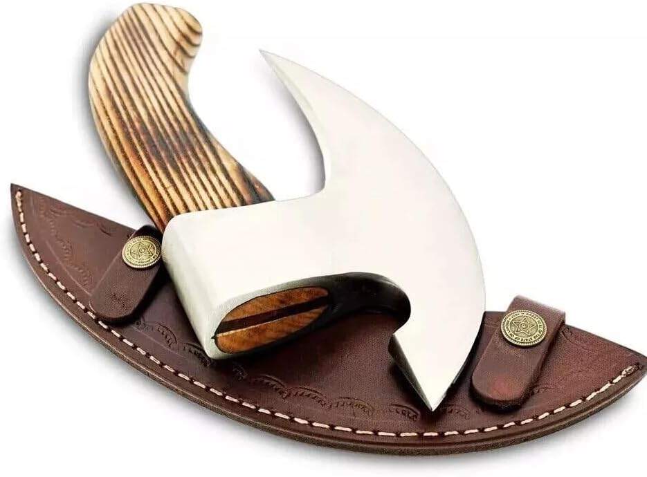 Chef's Knife with Olive Wood Handle and Heavy Duty Viking Axe Head Silver NEW