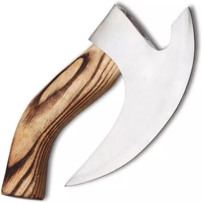 Chef's Knife with Olive Wood Handle and Heavy Duty Viking Axe Head Silver NEW
