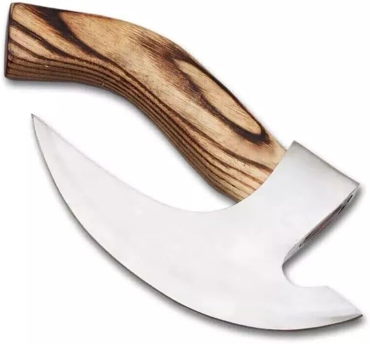 Chef's Knife with Olive Wood Handle and Heavy Duty Viking Axe Head Silver NEW