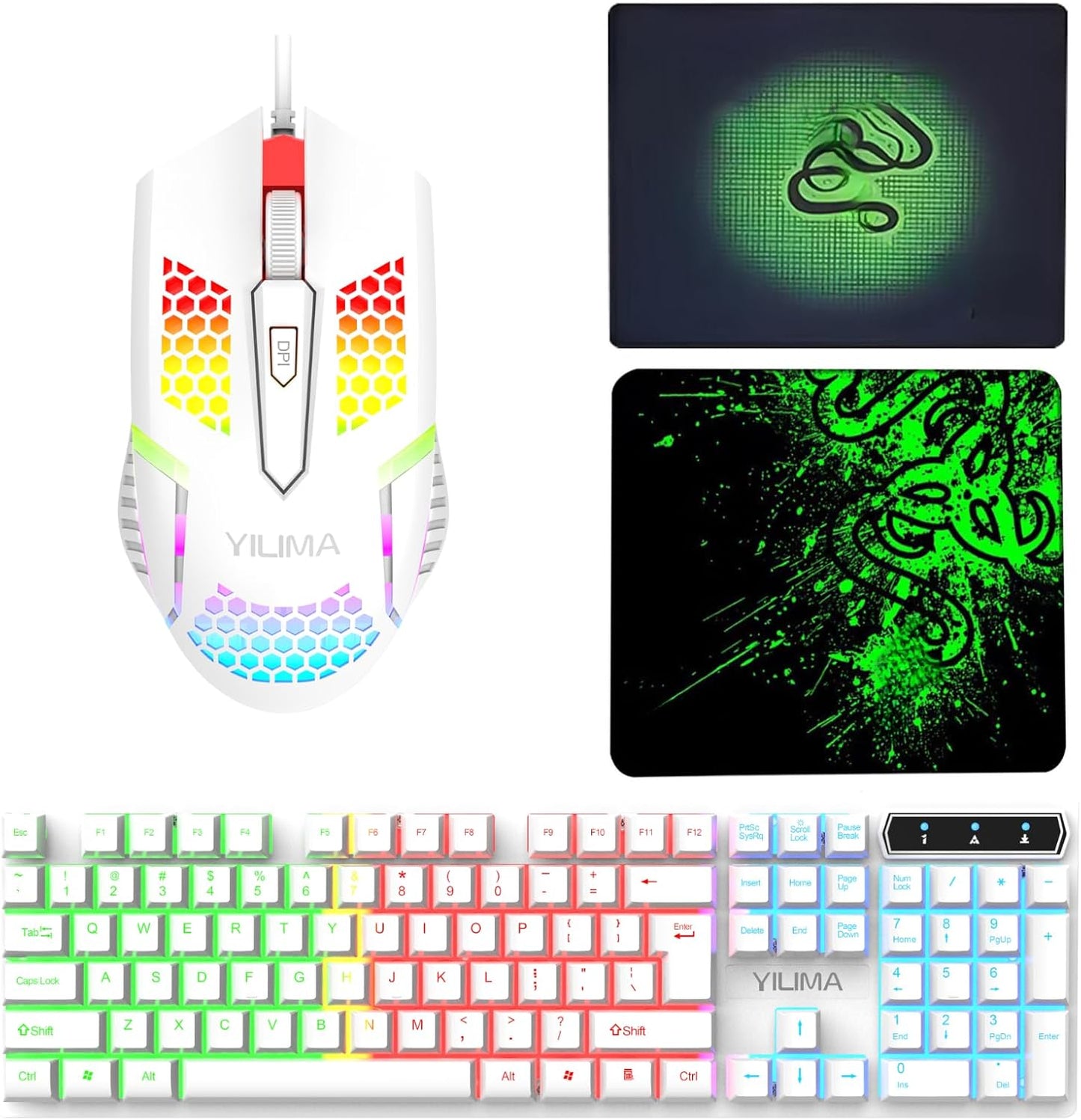 YILIMA Ergonomic RGB Backlit Wired Gaming Keyboard and Mouse Combo Set NEW