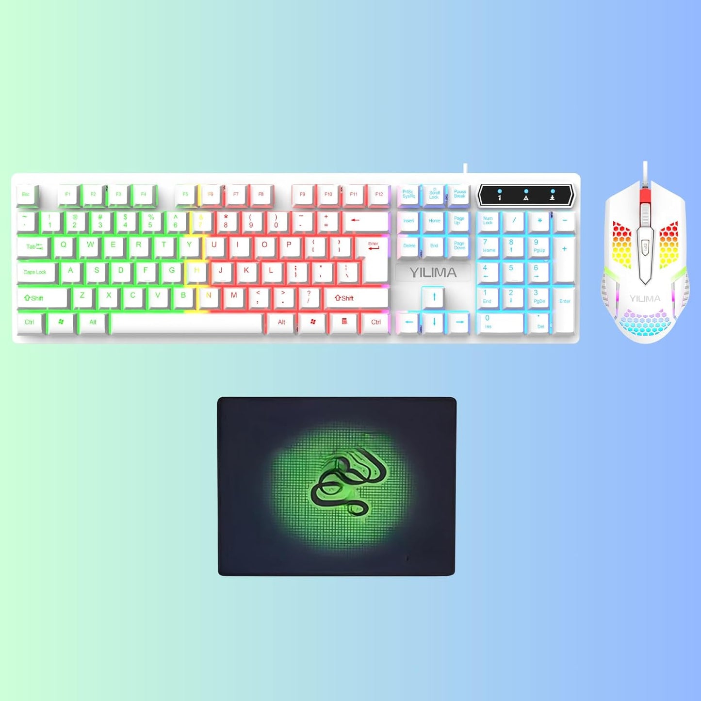 YILIMA Ergonomic RGB Backlit Wired Gaming Keyboard and Mouse Combo Set NEW
