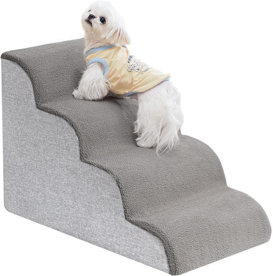 Uross 4-Tier Grey Dog Stairs Ramp for High Bed Couch Pet Steps Ladder Size NEW