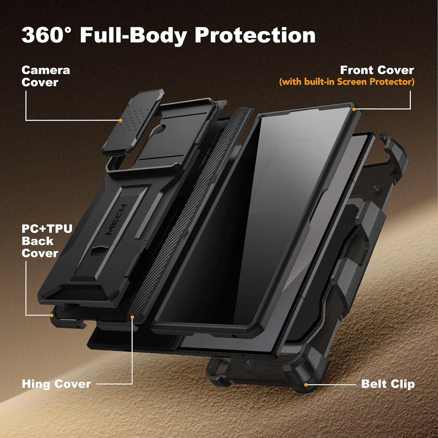 Tongate Black Privacy Screen Slide Camera Phone Case Protector for DEMO