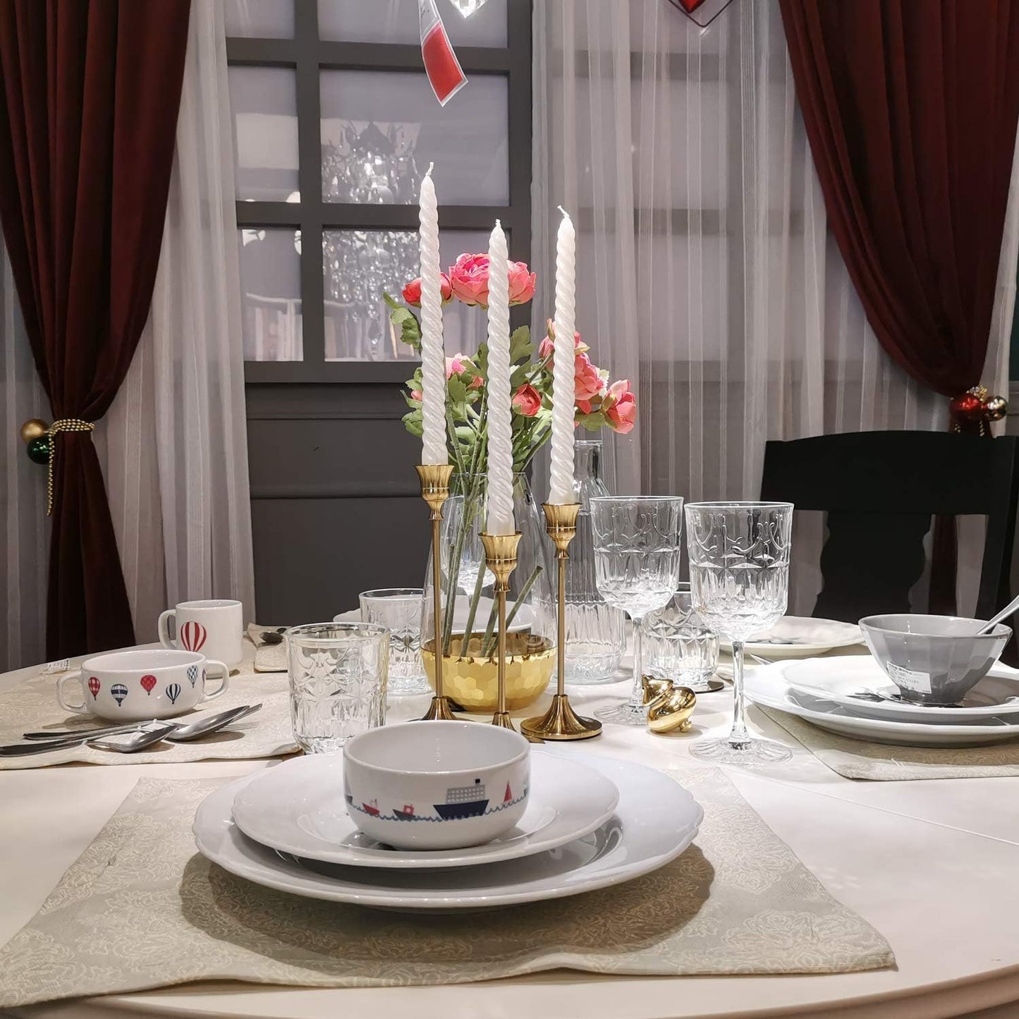 Vintage Metallic Tapered Candlestick Set of 3 Gold Centrepieces Home Decor NEW