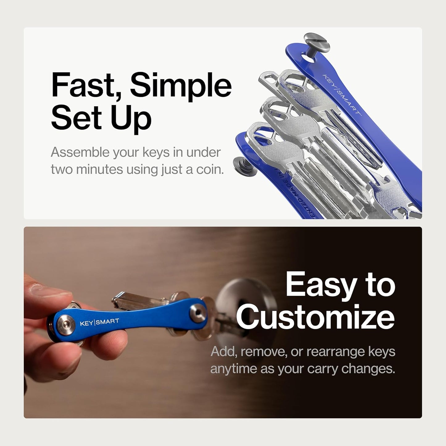 KeySmart Compact Key Organizer & Holder for Up to 14 Keys in Blue - EDC NEW