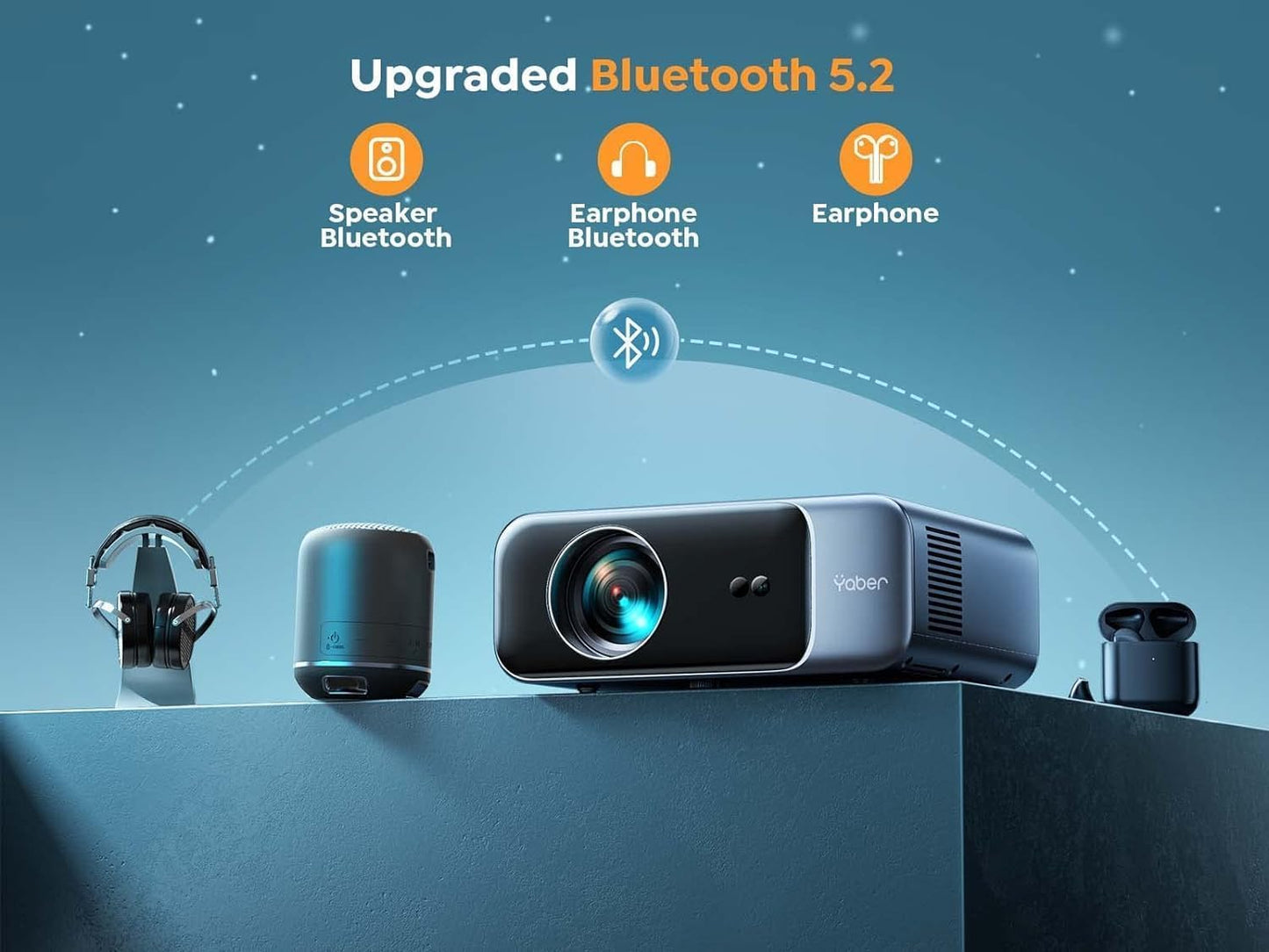 YABER Pro Projectors 4K WiFi Bluetooth Projector for Home Theater, Black -
