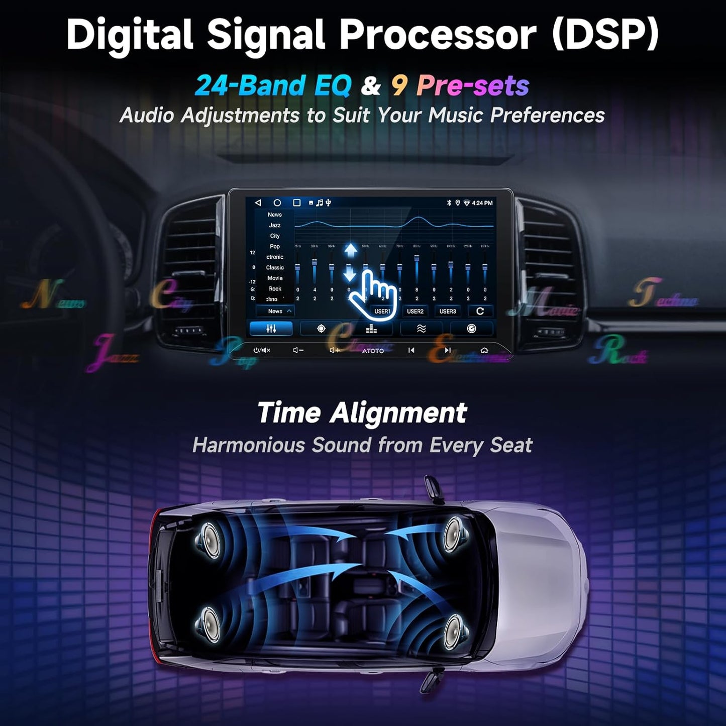 ATOTOZONE 10.1-Inch Car Electronics Android Double DIN Car Stereo DEMO