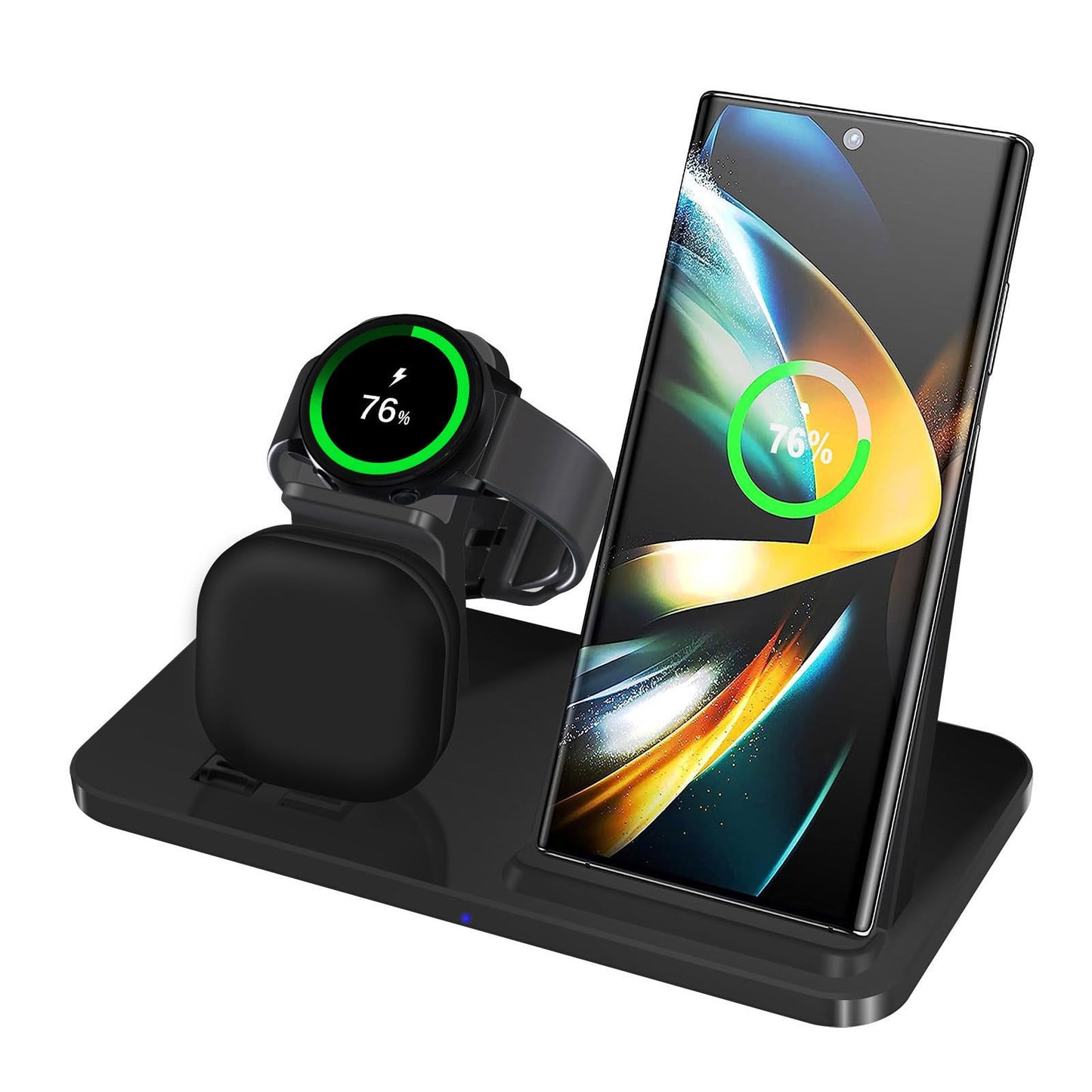 3-in-1 Wireless Charging Station Stand for Samsung Galaxy Phones Black NEW