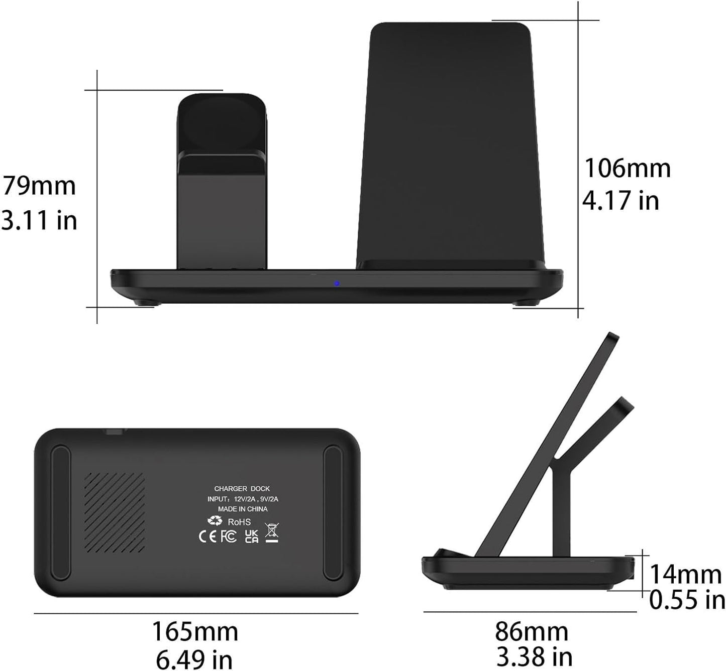 3-in-1 Wireless Charging Station Stand for Samsung Galaxy Phones Black NEW