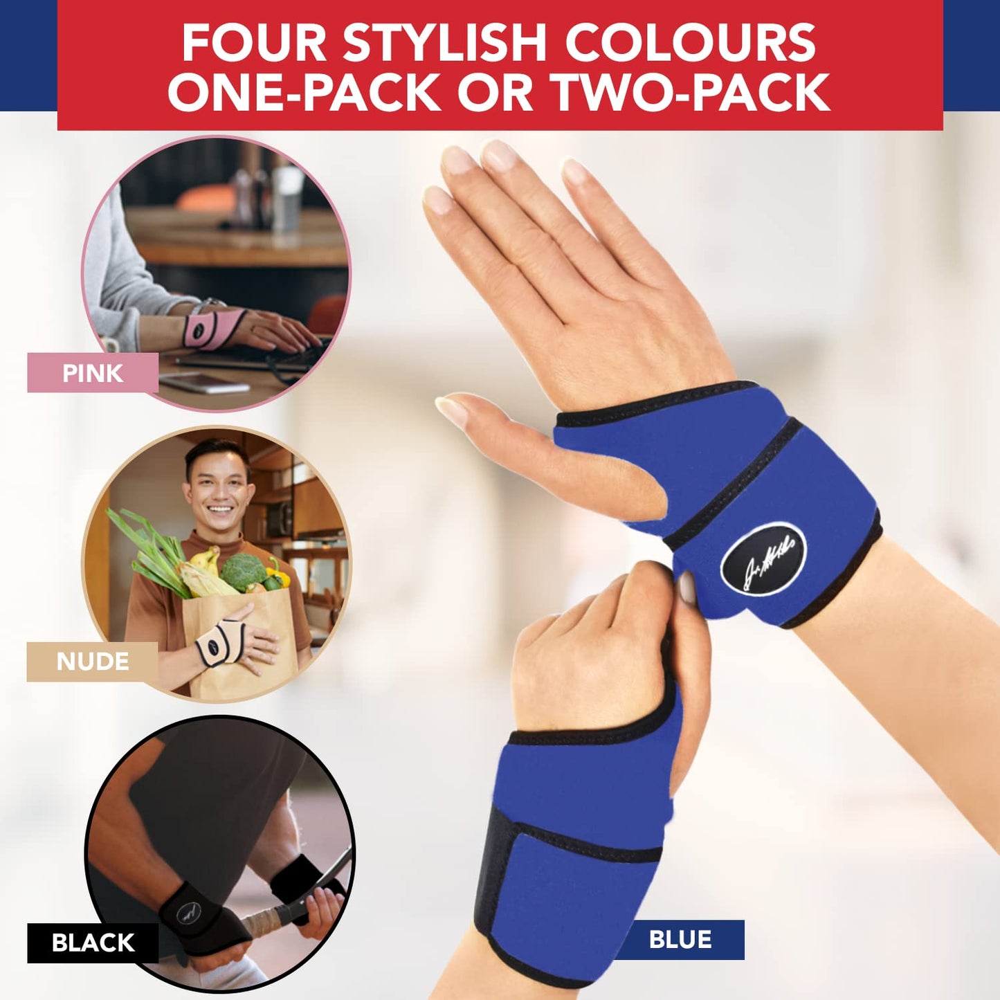 Dr. Arthritis Premium Adjustable Wrist Brace Hand Support Compression Blue NEW