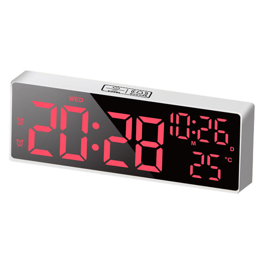 White & Red Light Dual Alarm Clock Bedside Nightstand Lamp for Bedroom NEW