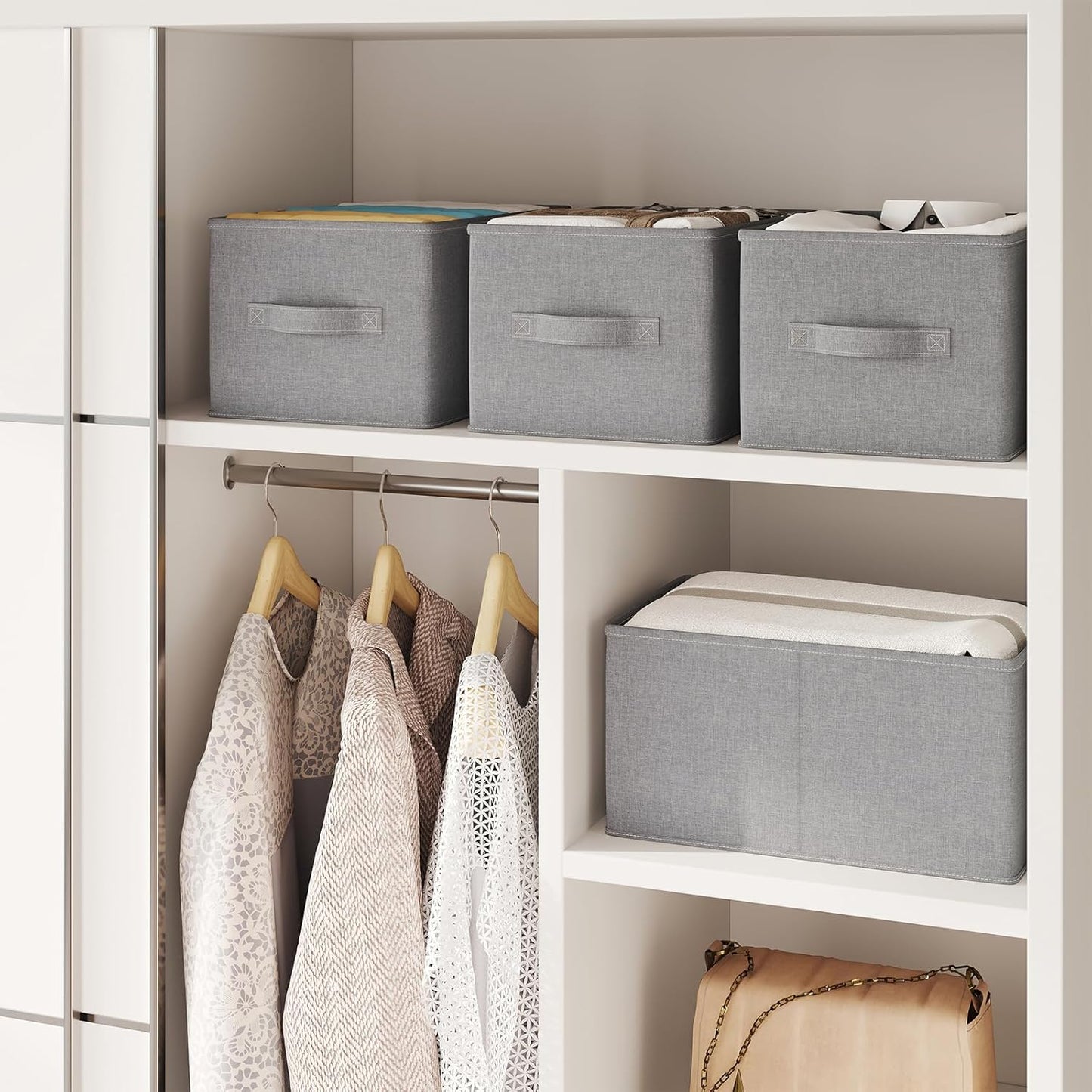 Grey Open Storage Bins for Home Organization, 14.75"D x 10.25"W 8"H Size NEW