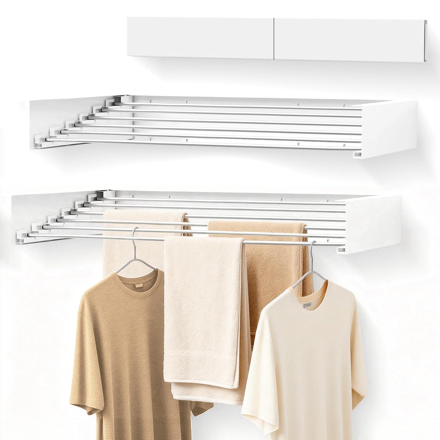 Wall-Mounted Folding Clothes Drying Rack Acrylonitrile Butadiene Styrene NEW