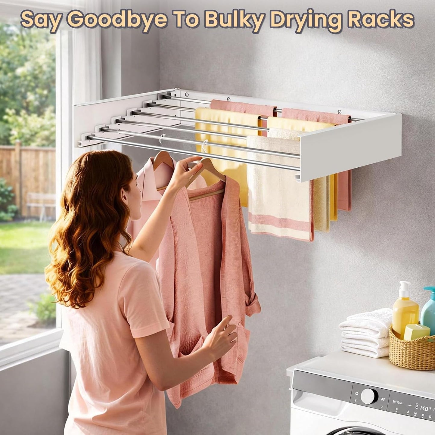 Wall-Mounted Folding Clothes Drying Rack Acrylonitrile Butadiene Styrene NEW
