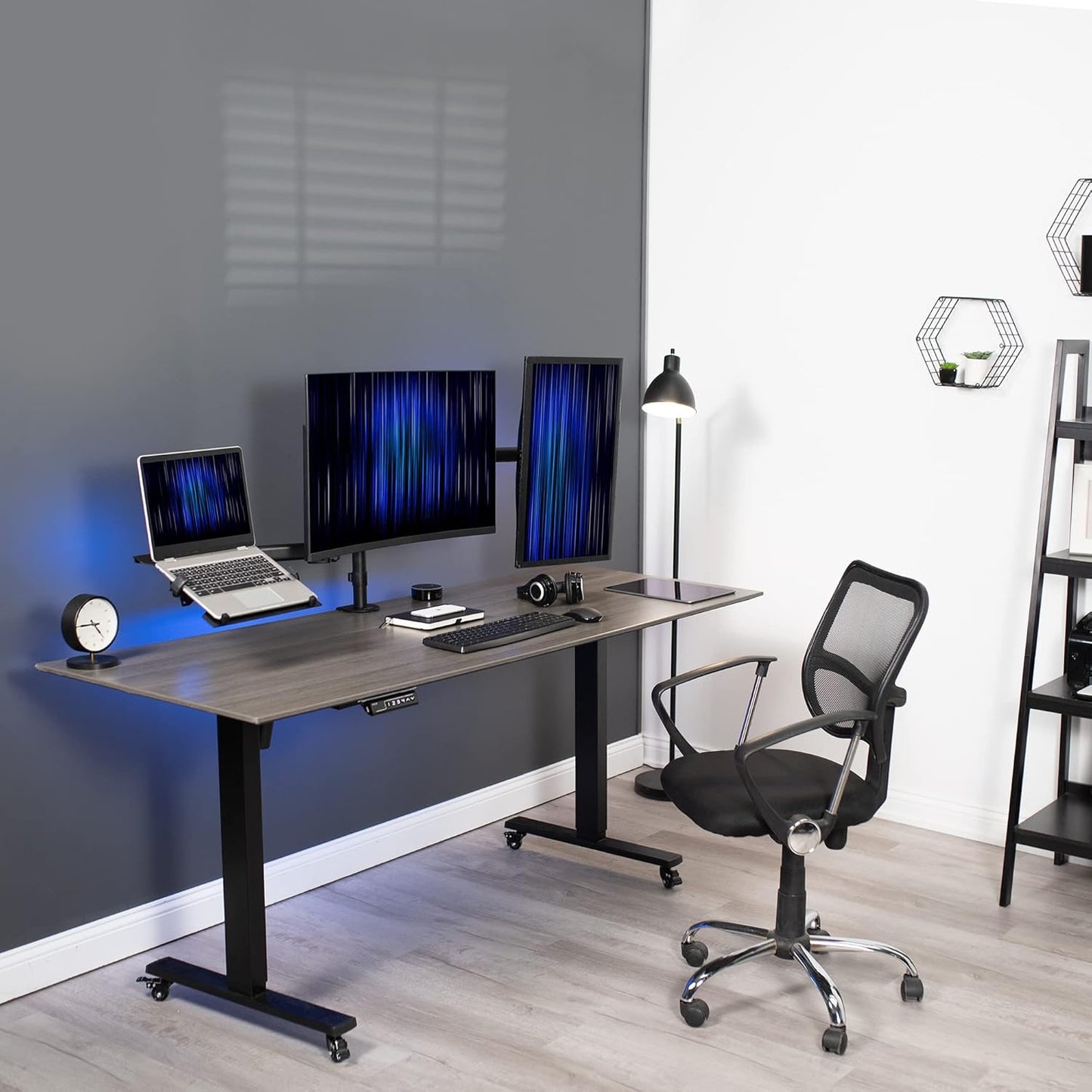 VIVO Dual Monitor + Laptop Mount for 13-27 Inch Screens - Black Arm Stand DEMO